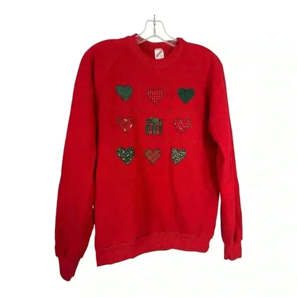 Jerzees Women’s Red Christmas Sweatshirt, Size L - Picture 1 of 5